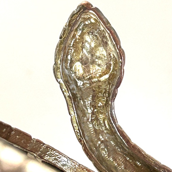 Hinged Silver Snake Reptile 🦎 Bangle Bracelet Faceted Faux Turquoise Blue Eyes - Picture 11 of 16